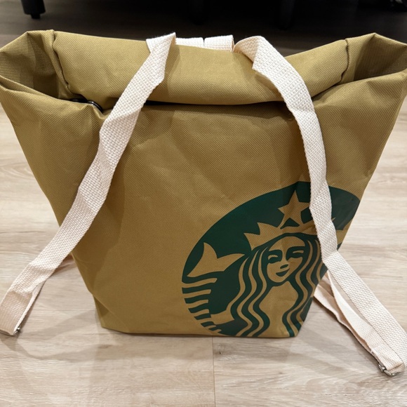 Starbucks Reusable Tote Backpack Green Logo Canvas Bag Adjustable - Picture 4 of 6
